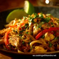 Pad Thai de pollo: Receta aut&eacute;ntica, lista en 45 minutos.