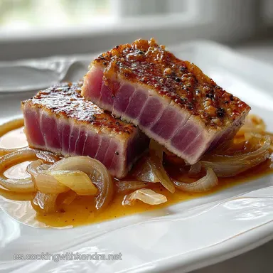 At&uacute;n Encebollado Receta F&aacute;cil con Cebolla Caramelizada Tarjeta de receta