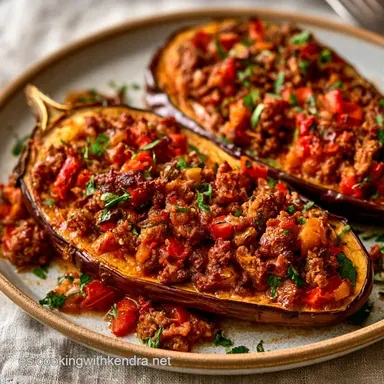 Berenjenas Rellenas Carne en 50 Minutos Tarjeta de receta