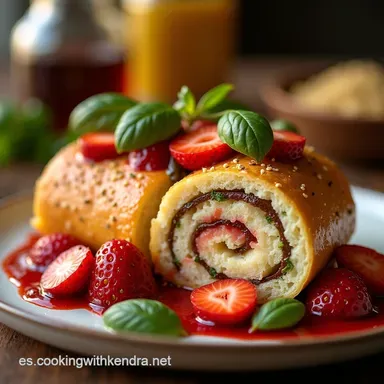 Receta de Brazo de Reina Esponjoso Relleno Cremoso de Nata y Fresas Tarjeta de receta