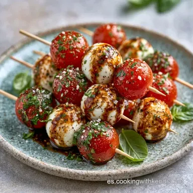 Brochetas Caprese en 15 Minutos Tarjeta de receta