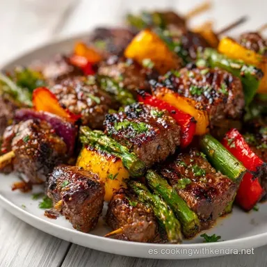 Brochetas De Carne Con Verduras Tarjeta de receta