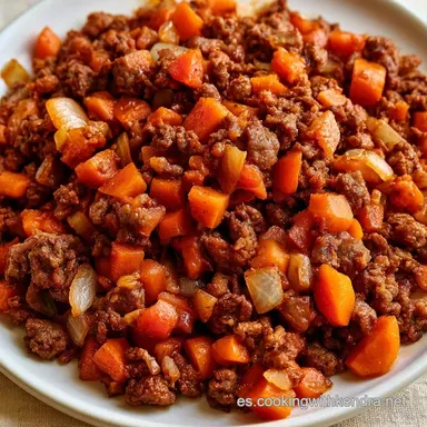 Carne Picada con Verduras para 4 Personas Tarjeta de receta