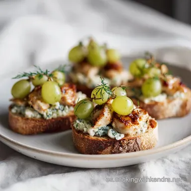 Crostini de Pollo con Uvas: Receta en 35 Minutos Tarjeta de receta