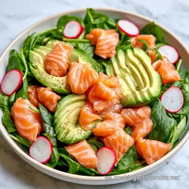 Ensalada de Aguacate y Salmón Cremosa Tarjeta de receta