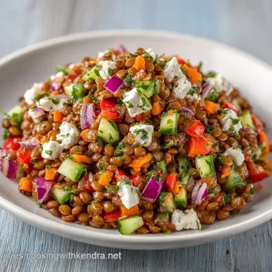 Ensalada De Lentejas Fresca con Feta Tarjeta de receta