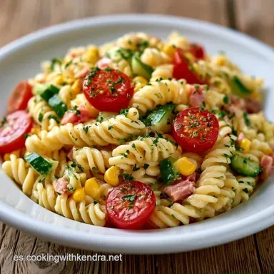 Ensalada De Pasta Fr&iacute;a Para 4 Personas Tarjeta de receta