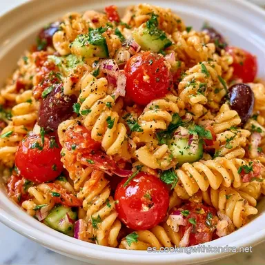 Ensalada de Pasta Griega para 4 Personas Tarjeta de receta