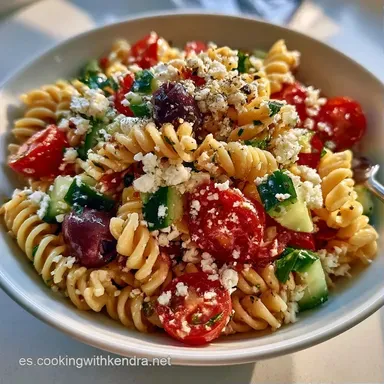 Ensalada De Pasta Mediterr&aacute;nea Para 4 Tarjeta de receta