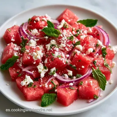 Ensalada De Sand&iacute;a Y Feta en 10 Minutos Tarjeta de receta