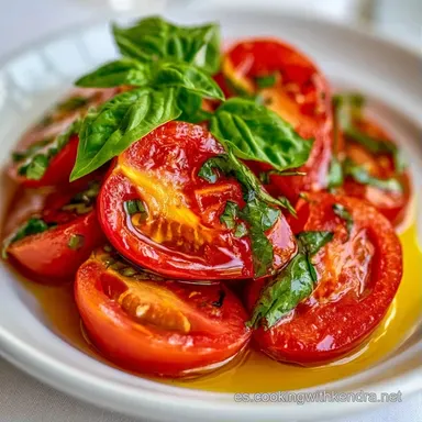 Ensalada De Tomate Y Albahaca para 4 Tarjeta de receta