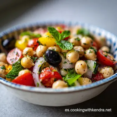 Receta de Ensalada de Garbanzos Mediterr&aacute;nea F&aacute;cil y R&aacute;pida Tarjeta de receta
