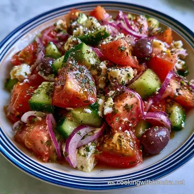 Ensalada Griega con Queso Feta (15 min) Tarjeta de receta