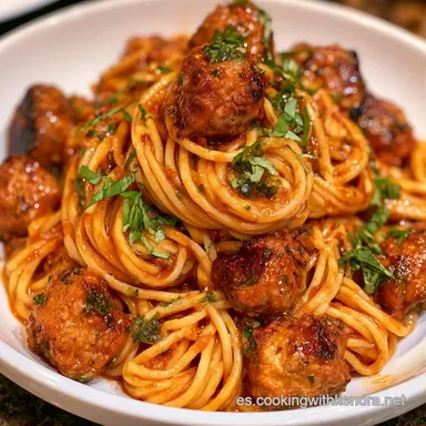 Espaguetis Con Albóndigas Para 4 Personas Tarjeta de receta