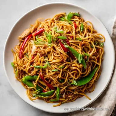 Fideos Chinos con Pollo y Verduras en 20 Minutos Tarjeta de receta