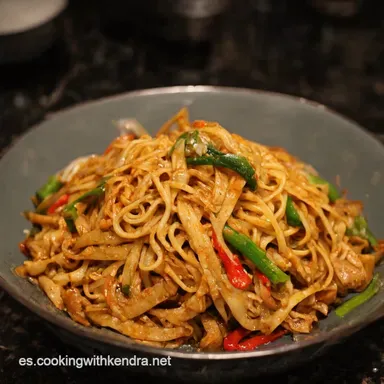 Drunken Noodles Pad Kee Mao Aut&eacute;nticos Receta con Sabor Tailand&eacute;s Tarjeta de receta