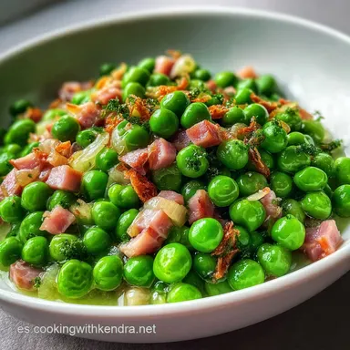 Guisantes Con Jam&oacute;n: Ahorra Tiempo con Guisantes Crujientes Tarjeta de receta