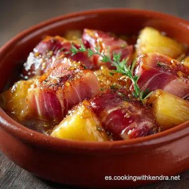 Jam&oacute;n en Olla de Cocci&oacute;n Lenta: Glaseado de Pi&ntilde;a, Miel y Ron A&ntilde;ejo Tarjeta de receta