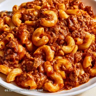 Macarrones Con Carne con Jamón Serrano Tarjeta de receta
