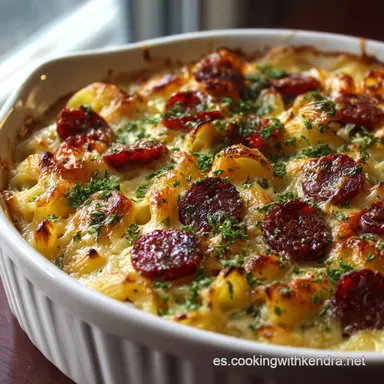 Macarrones Gratinados al Horno con Chorizo y Bechamel Cremosa Tarjeta de receta