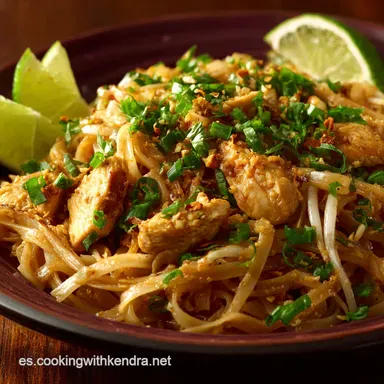 Pad Thai de pollo: Receta aut&eacute;ntica, lista en 45 minutos. Tarjeta de receta