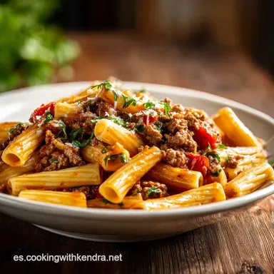 Recipe ground beff And pasta for 4 Servings Tarjeta de receta