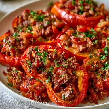 Pimientos Rellenos Carne para 6 Personas Tarjeta de receta