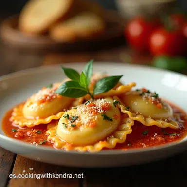 Ravioles en Salsa Cremosa de Parmesano Receta Italiana F&aacute;cil Tarjeta de receta