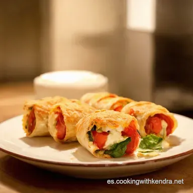 Rollitos de Lasa&ntilde;a Caprese Un Viaje a Italia Cooking Tarjeta de receta