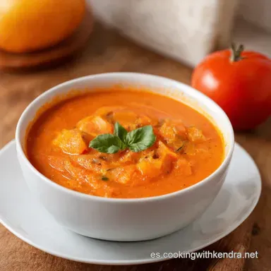 Sopa Cremosa de Tomate y Albahaca El Secreto de la Abuela Tarjeta de receta