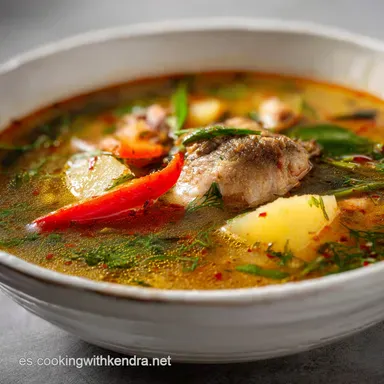 Sopa De Pescado Receta F&aacute;cil para 4 Personas Tarjeta de receta