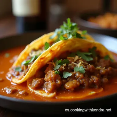 Receta Aut&eacute;ntica de Tacos de Birria de Res con Consomm&eacute; Dorado Tarjeta de receta