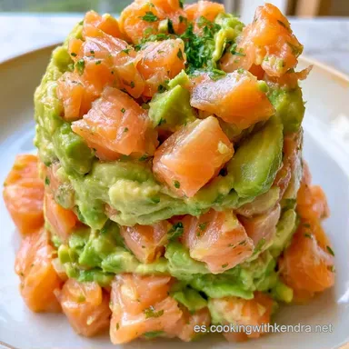 Tartar Salmón Aguacate para 4 Personas Tarjeta de receta