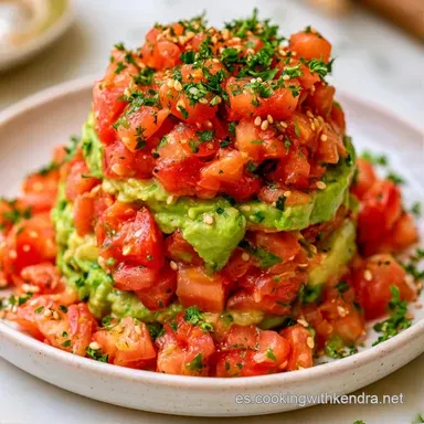 Tartar Tomate Aguacate para 4 Personas Tarjeta de receta