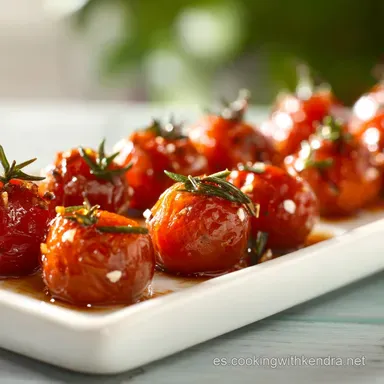 Tomates Cherry Confitados al Romero: Sabor Mediterr&aacute;neo Lento Tarjeta de receta