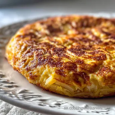 Tortilla De Patatas Con Cebolla: Aterciopelada Tarjeta de receta
