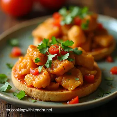 Tostadas de Tinga de Pollo Mi Secreto Crujiente Tarjeta de receta