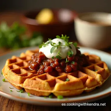 WaffleChili Fiesta Cornbread Waffles con Chili Que Enamoran Tarjeta de receta