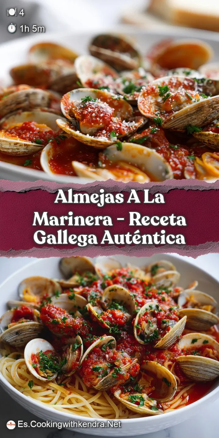 Close-up of plump, tender clams bathed in a savory, reddish-orange sauce, glistening with herbs, ready to be devoured.