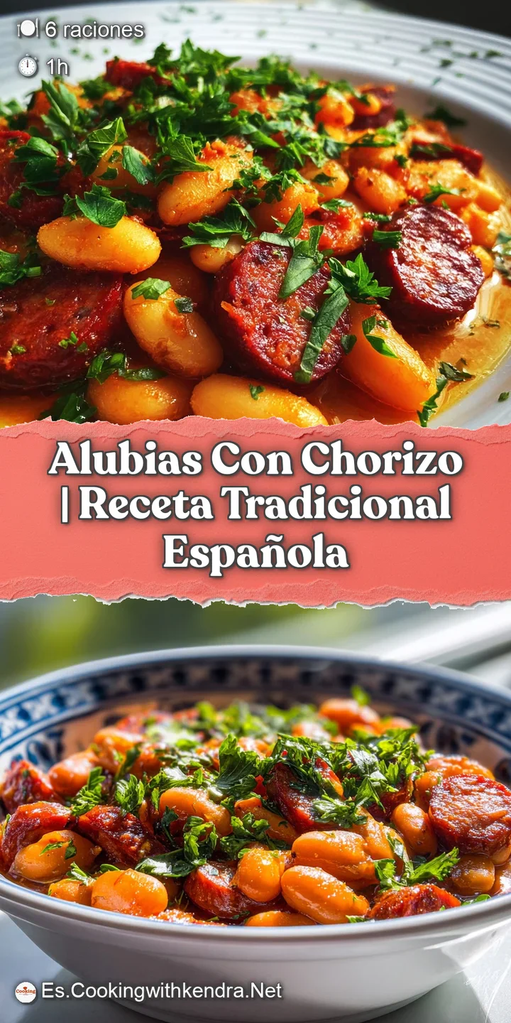 Close-up of glistening white beans and savory chorizo, simmered in a rich, reddish broth, showcasing texture and tempting ...