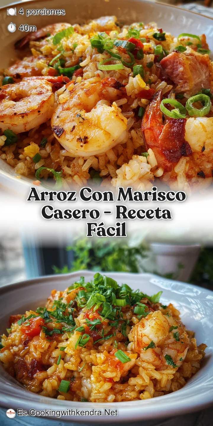 Close-up of glistening Arroz con Mariscos. Plump shrimp, open mussels, and vibrant yellow rice create an inviting seafood ...