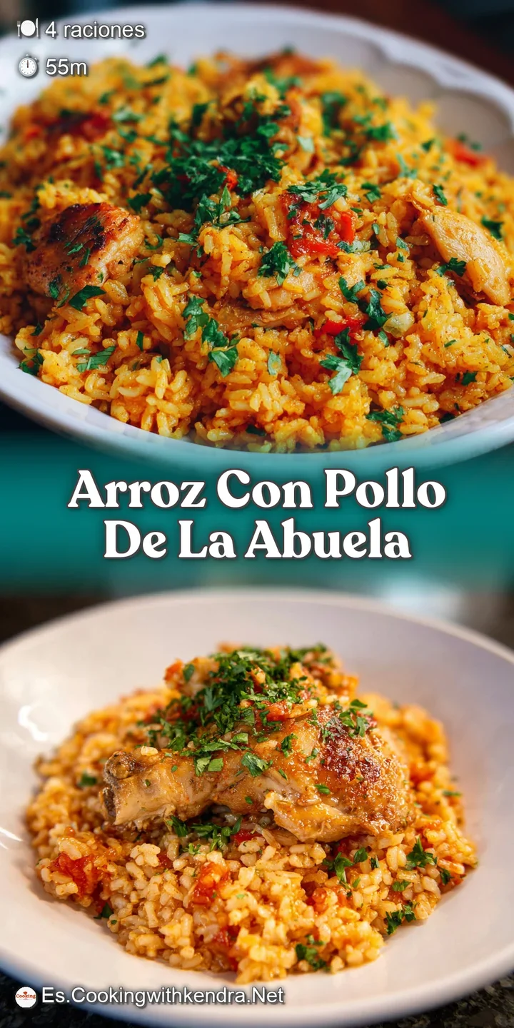 Close-up of Arroz con Pollo. Steaming rice with colorful veggies, juicy chicken, and a hint of herbs creates an inviting a...