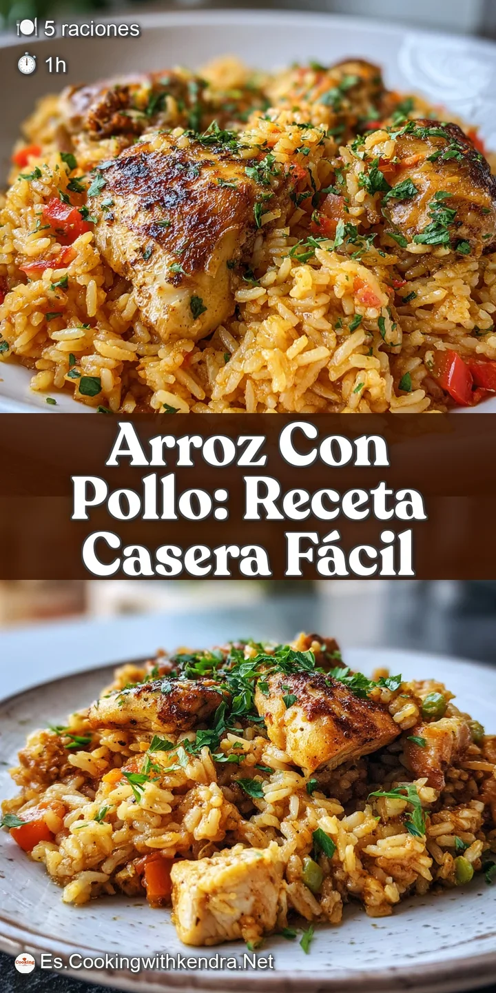 Close-up of Arroz con Pollo: moist chicken glistening with savory juices, nestled in fluffy saffron rice with hints of fre...