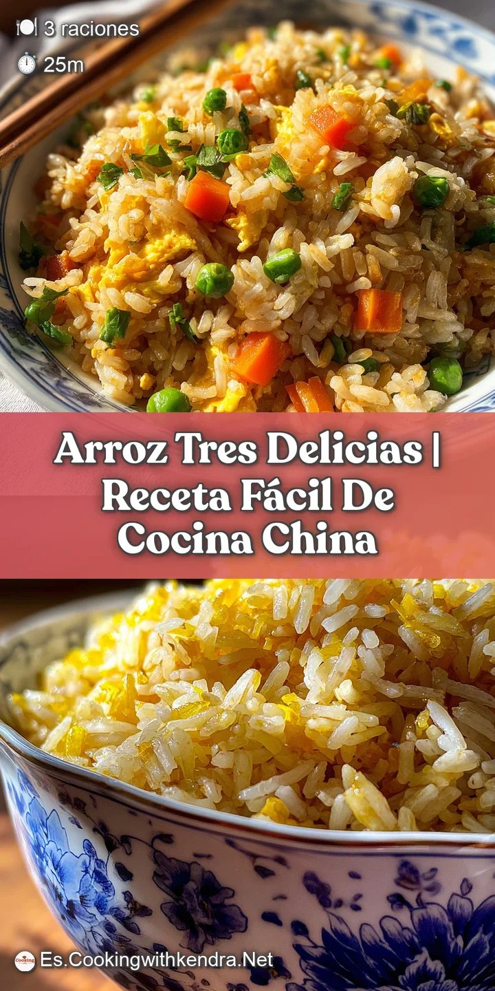 Close-up captures the appealing texture of Arroz Tres Delicias: distinct grains of rice mingle with juicy shrimp and tende...