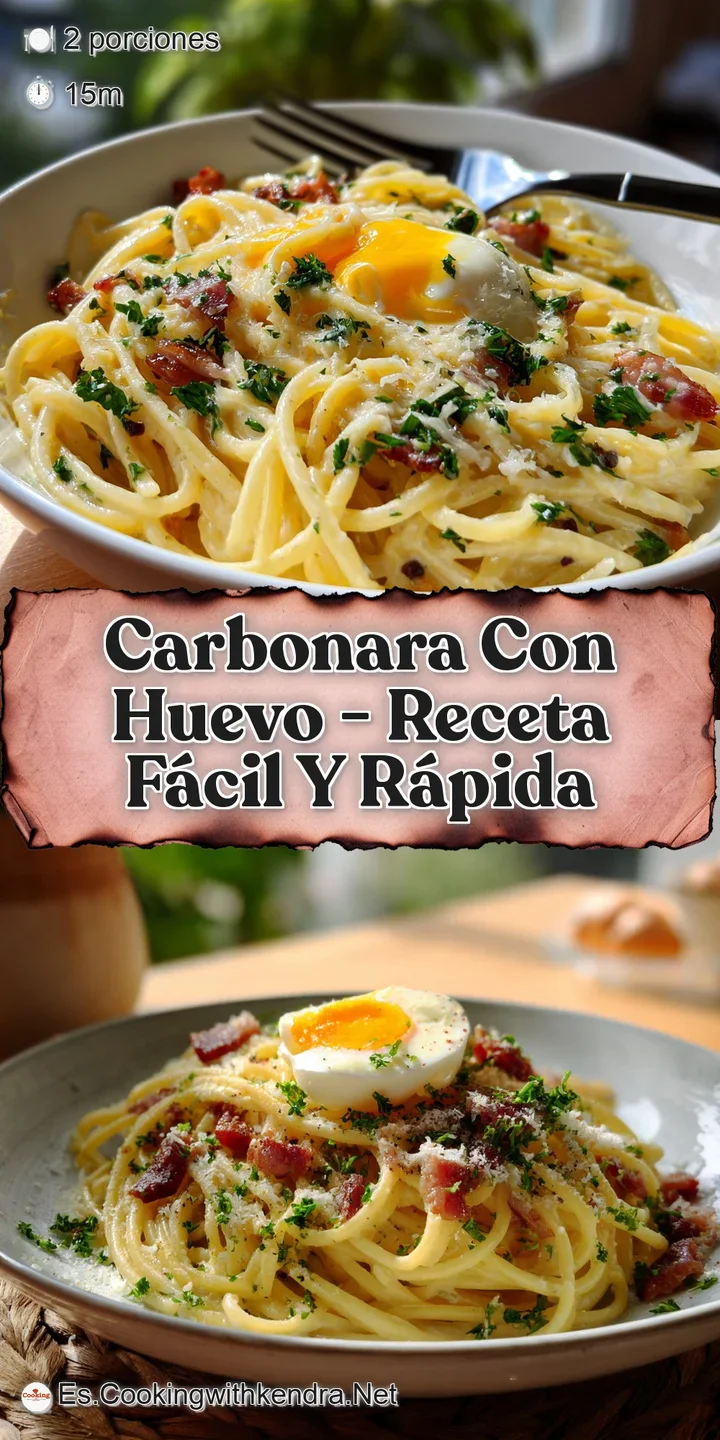 Close-up of carbonara showing the velvety texture of the egg sauce, speckled with savory pancetta, and freshly ground pepp...