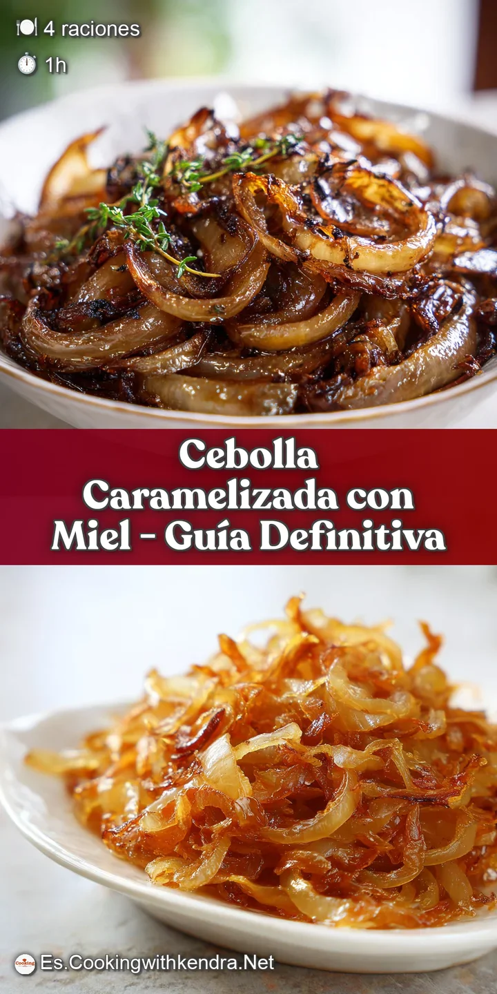 Close-up of glistening caramelized onions, their dark amber hue catching the light. Soft, melting texture hinted at by the...