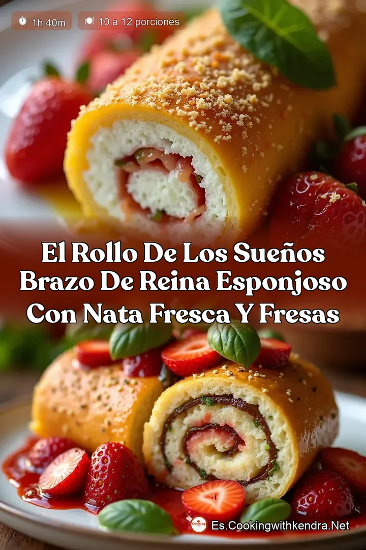 El Rollo de los Sue&ntilde;os Brazo de Reina Esponjoso con Nata Fresca y Fresas