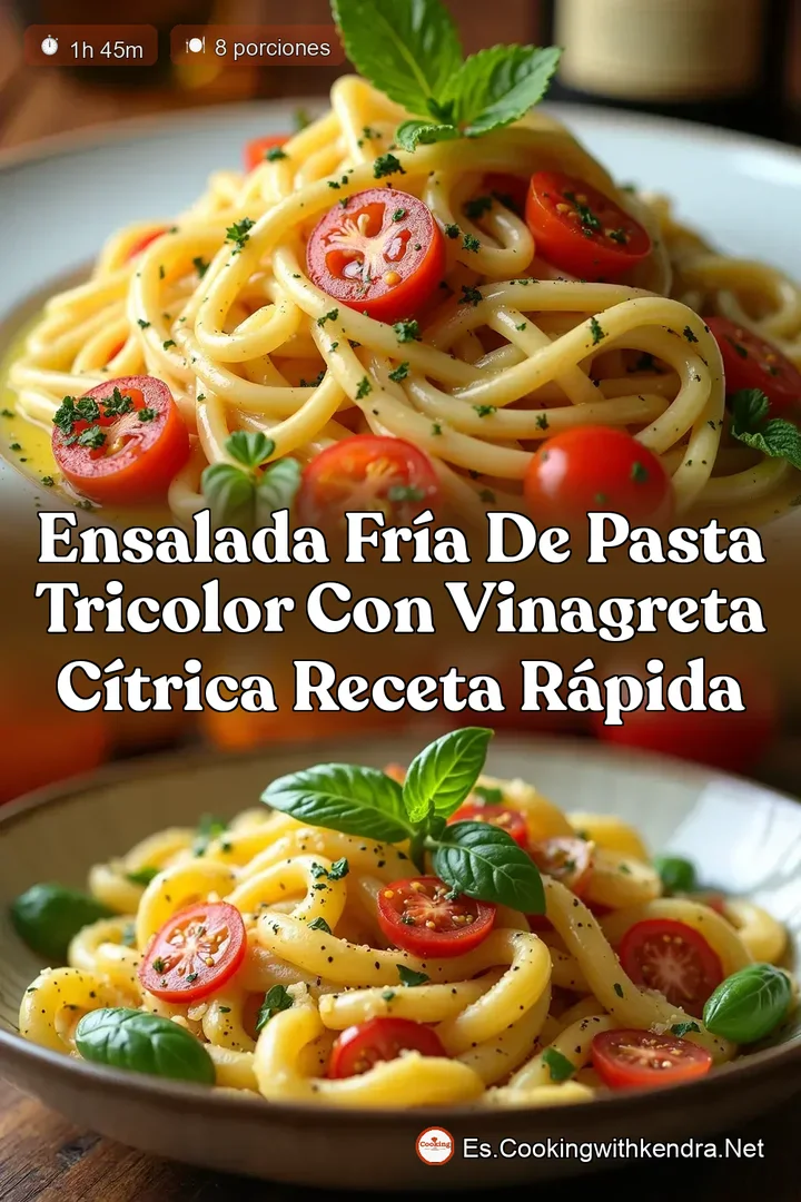 Ensalada Fr&iacute;a de Pasta Tricolor con Vinagreta C&iacute;trica Receta R&aacute;pida