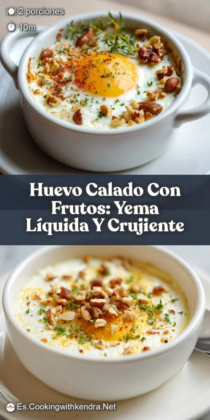 Close-up showcases the creamy yolk of the poached egg, the crunchy bread crumbs, and the colorful fresh fruit surrounding it.