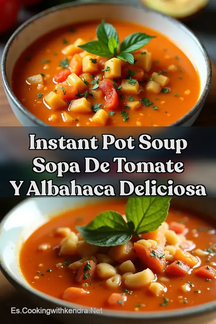 Instant Pot Soup Sopa de Tomate y Albahaca Deliciosa